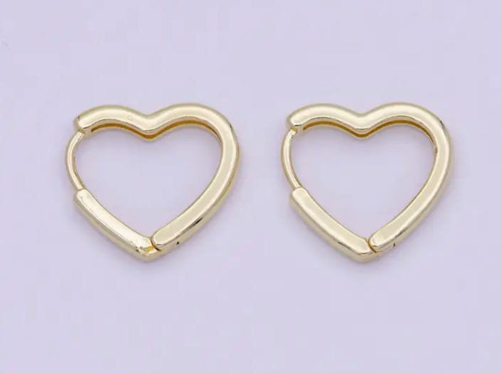 Dainty Heart Huggie Gold Earring