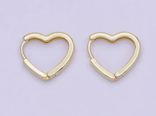 Dainty Heart Huggie Gold Earring
